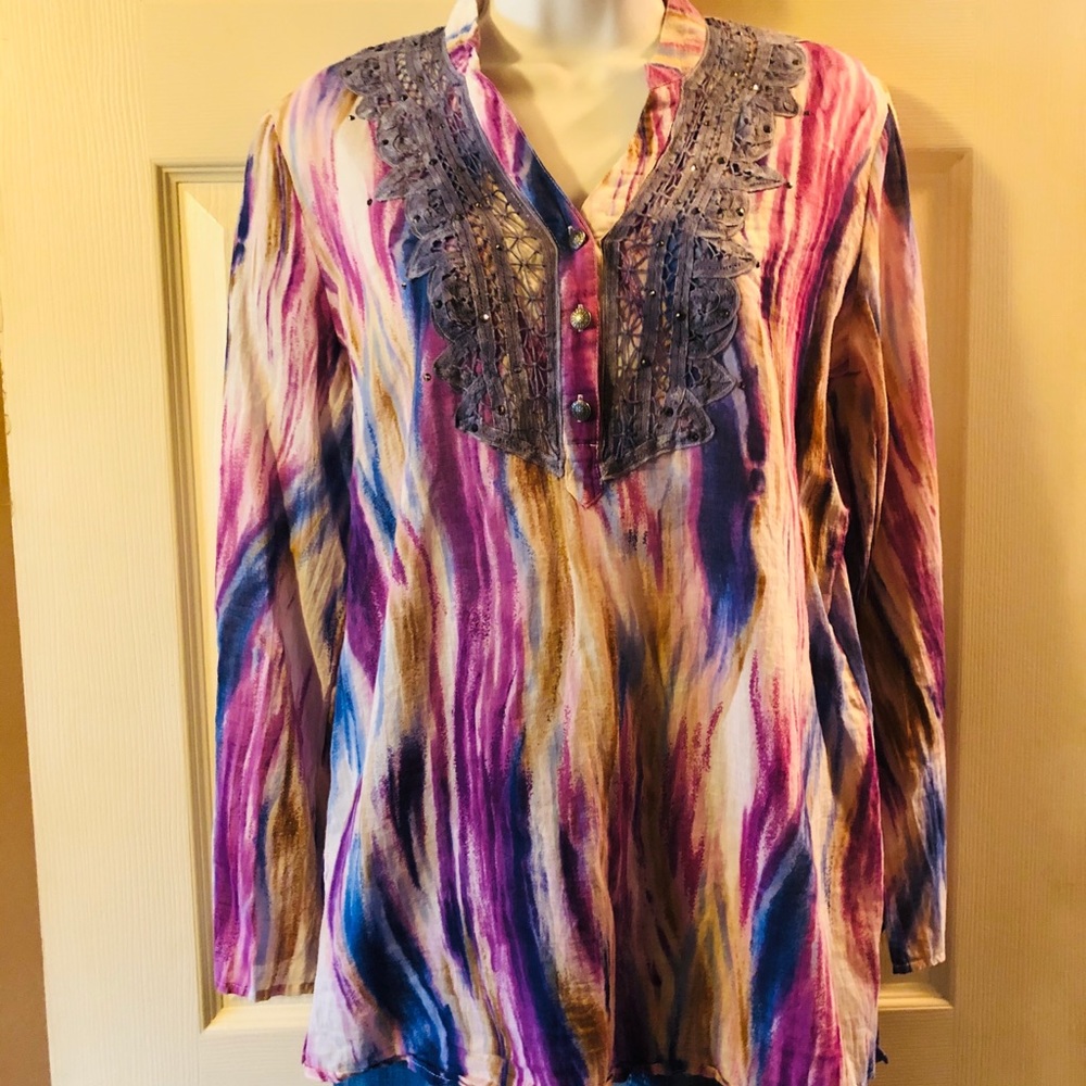 Reba Multi Colored Long Sleeve Top